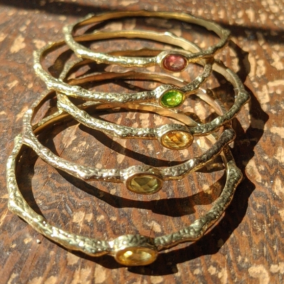 Set of gold plated  bracelets with colored stones - Picture 2 of 6